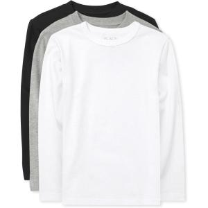 imageThe ChildrenS Place Boys Basic Long Sleeve TeeBlackH GrayWhite 3pack