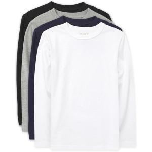 imageThe ChildrenS Place Boys Basic Long Sleeve TeeBlackNew NavySmokeWhite 4pack