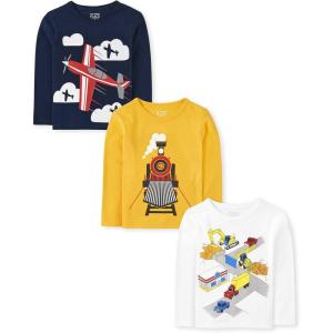 imageThe Childrens Place Baby Boys Dino Long Sleeve Graphic TShirtsPlaneTrainVehicles 3pack