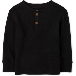imageThe Childrens Place Baby Toddler Boys Long Sleeve Thermal Henley TopBlack