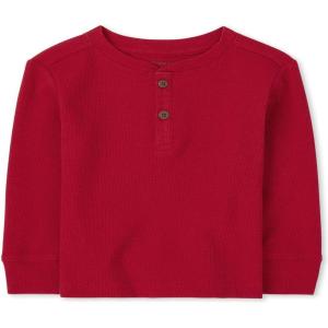 imageThe Childrens Place Baby Toddler Boys Long Sleeve Thermal Henley TopClassic Red