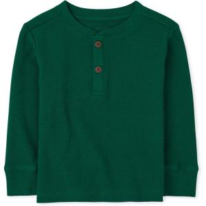imageThe Childrens Place Baby Toddler Boys Long Sleeve Thermal Henley TopSpruceshad