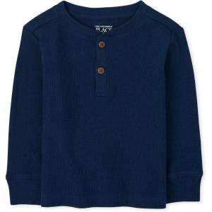 imageThe Childrens Place Baby Toddler Boys Long Sleeve Thermal Henley TopTidal
