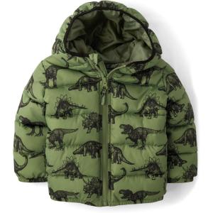 imageThe Childrens Place Baby and Toddler Boys Medium Weight WindResistant WaterResistant Puffer JacketOlive Trex