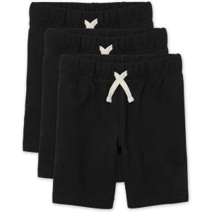 imageThe Childrens Place Boys French Terry Casual ShortsBlack 3 Pack
