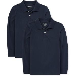 imageThe Childrens Place Boys Multipack Long Sleeve Soft Jersey Knit PolosNautico 2pack