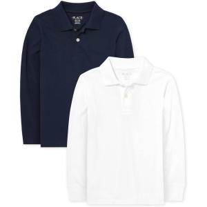 imageThe Childrens Place Boys Multipack Long Sleeve Soft Jersey Knit PolosNauticoWhite 2pack