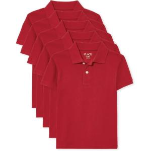 imageThe Childrens Place Boys Multipack Short Sleeve Pique PoloClassic Red 5pack