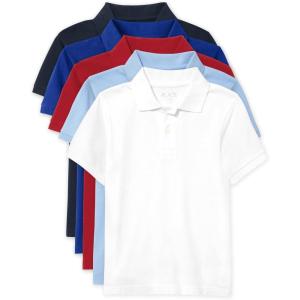 imageThe Childrens Place Boys Multipack Short Sleeve Pique PoloNauticoBlueClassic RedBrookWhite 5pack