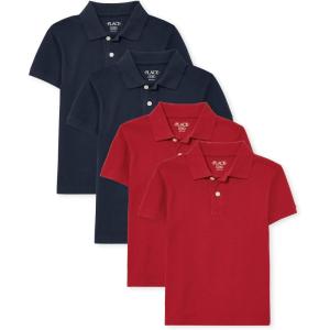 imageThe Childrens Place Boys Multipack Short Sleeve Pique PoloNauticoClassic Red 4pack