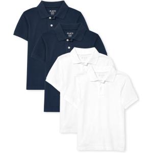imageThe Childrens Place Boys Multipack Short Sleeve Pique PoloNauticoWhite 4pack