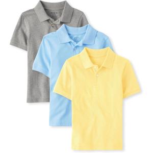 imageThe Childrens Place Boys Multipack Short Sleeve Pique PoloYellowSmokeBrook 3pack