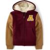 imageThe Childrens Place Boys Long Sleeve Sherpa Lined ZipFront Hoodie SweatshirtRedwood Varsity