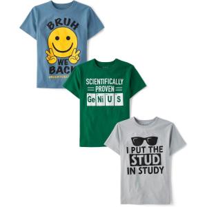 imageThe Childrens Place Baby School Days Short Sleeve Graphic TShirtsmultipacksStudGeniusBacktoschool 3pack