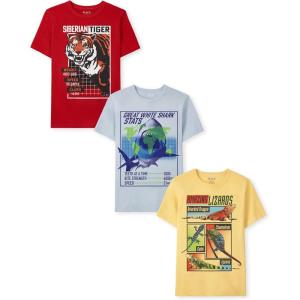 imageThe Childrens Place Baby School Days Short Sleeve Graphic TShirtsmultipacksTigerSharkLizard 3pack
