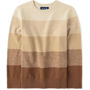 imageThe Childrens Place Big Boys Kid Long Sleeve SweaterCinnamon Stripe Crew Neck