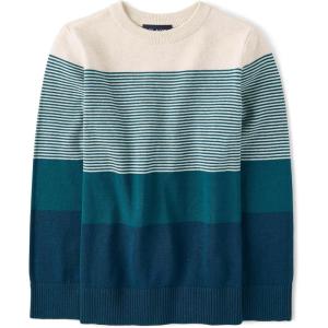 imageThe Childrens Place Big Boys Kid Long Sleeve SweaterVanilla Stripe Crew Neck