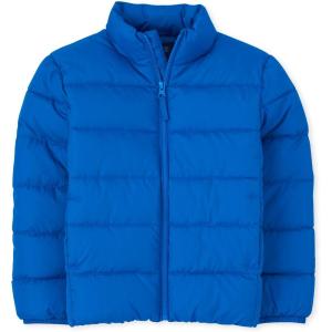 imageThe Childrens Place Boys Big Kid Medium Weight Puffer Jacket Wind WaterResistant SeasonalBlue