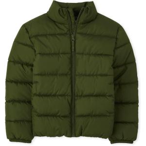 imageThe Childrens Place Boys Big Kid Medium Weight Puffer Jacket Wind WaterResistant SeasonalSage Green