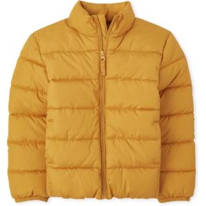 imageThe Childrens Place Boys Big Kid Medium Weight Puffer Jacket Wind WaterResistant SeasonalTiger Gold