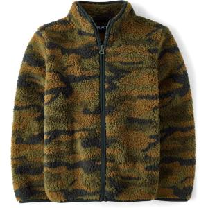 imageThe Childrens Place Boys Cozy Sherpa Zip Up JacketDuffle Green Camo