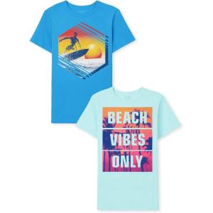 imageThe Childrens Place Boys Graphic Tee MultipacksSurferingBeach Vibes Only 2pack
