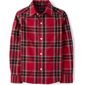 imageThe Childrens Place Boys Long Sleeve Button Down ShirtsRed Birch Plaid