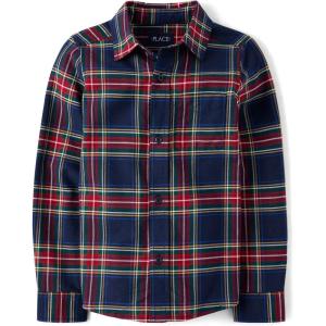 imageThe Childrens Place Boys Long Sleeve Button Down ShirtsTidal Plaid