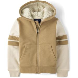 imageThe Childrens Place Boys Long Sleeve Sherpa Lined ZipFront Hoodie SweatshirtTan
