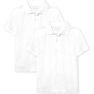imageThe Childrens Place boys Short Sleeve Pique Polo Shirt White 2 Pack Small US