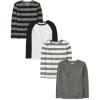 imageThe Childrens Place Boys Long Sleeve Knit Shirts 4PackStripeSolid Black and White