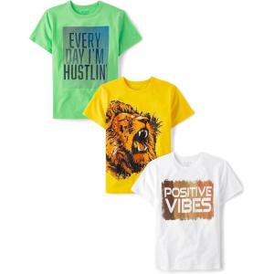imageThe Childrens Place Boys Assorted Everyday Short Sleeve Graphic TShirtsmultipacksPositive Vibes 3pack