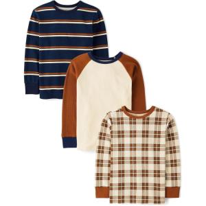 imageThe Childrens Place Boys Long Sleeve Everyday Casual Knit ShirtHarvest Colors 3pack