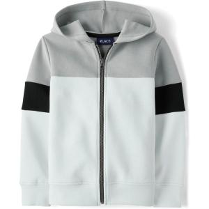 imageThe Childrens Place Boys Long Sleeve Scuba Knit Hooded SweatshirtIcicle Colorblock Zip Up