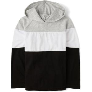 imageThe Childrens Place Boys Long Sleeve Shirt with HoodBlack Colorblock