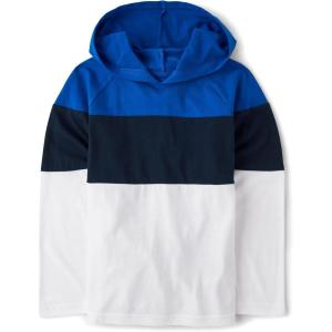 imageThe Childrens Place Boys Long Sleeve Shirt with HoodBlue Colorblock