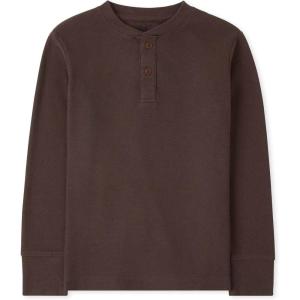 imageThe Childrens Place Boys Long Sleeve Thermal Henley ShirtBrown Bear