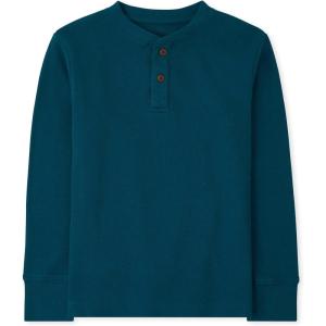 imageThe Childrens Place Boys Long Sleeve Thermal Henley ShirtTeal Tides