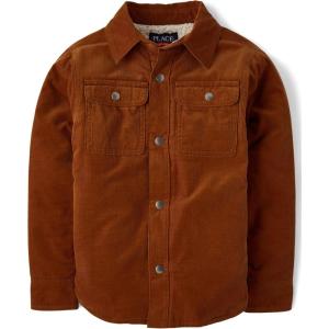 imageThe Childrens Place Boys Sherpa Lined Everday ShacketCaramel Corduroy