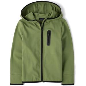 imageThe Childrens Place Boys Soft Tech Hooded Full Zip Up SweatshirtOlive