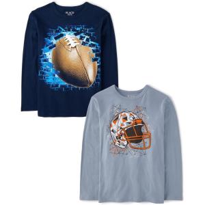 imageThe Childrens Place Boys Sports Long Sleeve Graphic TShirtsmultipacksFootballFootball Helmet 2pack