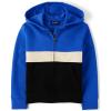 imageThe Childrens Place Boys Long Sleeve Fleece Hooded Zip Up SweatshirtCool Cobalt Colorblock