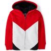 imageThe Childrens Place Boys Long Sleeve Sherpa Lined ZipFront Hoodie SweatshirtRed Colorblock