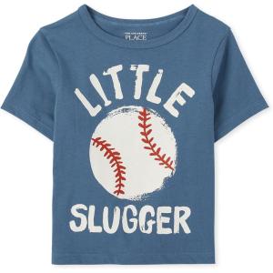 imageThe Childrens Place Baby Boys Handsome Trouble Short Sleeve Graphic T shirtLittle Slugger Blue