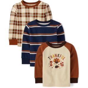 imageThe Childrens Place Baby Boys Long Sleeve Everday Casual Knit ShirtHarvest 3pack