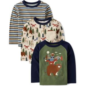 imageThe Childrens Place Baby Boys Long Sleeve Everday Casual Knit ShirtWilderness 3pack