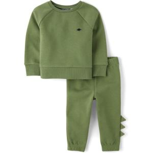 imageThe Childrens Place Baby Boys Sweatshirt and Sweatpant 2 Piece OutfitOlive Dino