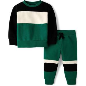 imageThe Childrens Place Baby Boys Sweatshirt and Sweatpant 2 Piece OutfitPark Bench Green