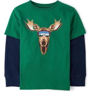 imageThe Childrens Place Boys Long Sleeve Graphic Layered TShirtMoose