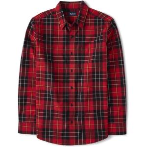 imageThe Childrens Place Mens Long Sleeve Button Up ShirtRed Rockit  Dad